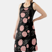 Tablier Jolie Roses roses roses avec feuillage sur noir (Insitu)