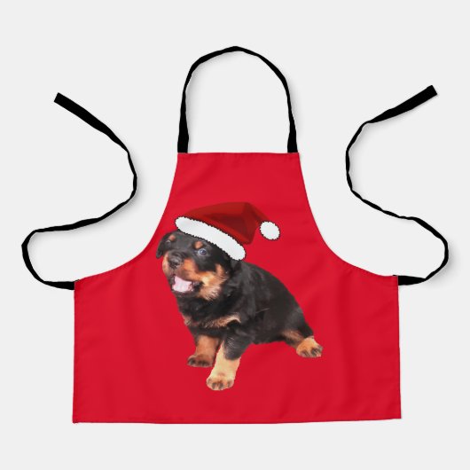Tablier Jolie Rottweiler Chiot portant un dessin de Noël C (Recto)