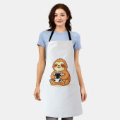 Tablier Jolie Sloth Relaxant avec Hot Coffee Premium T-Shi (Porté)