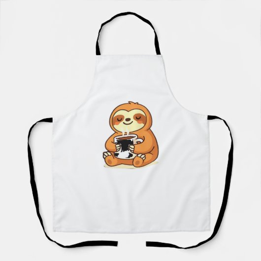 Tablier Jolie Sloth Relaxant avec Hot Coffee Premium T-Shi (Recto)