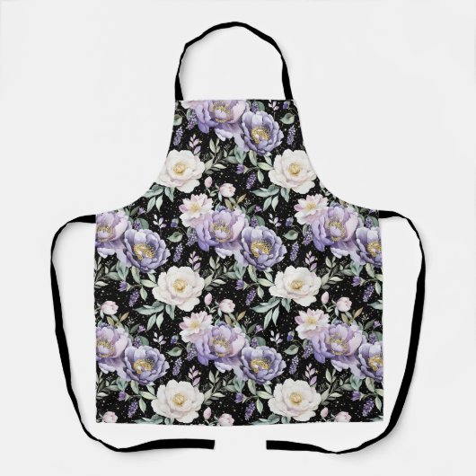 Tablier Jolies Fleurs Blanches Violettes (Recto)