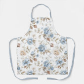 Tablier Jolies Fleurs Bleues Crème Beige Marron (Recto)