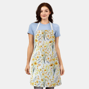 Tablier Jolies fleurs sauvages jaunes de printemps