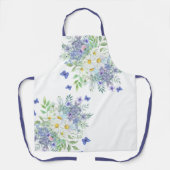 Tablier Jolies marguerites, fleurs bleues et papillons (Recto)