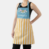 Tablier Jolies rayures jaunes Fleurs jaunes bleues (Insitu)