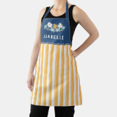 Tablier Jolies rayures jaunes Fleurs jaunes bleues (Insitu)