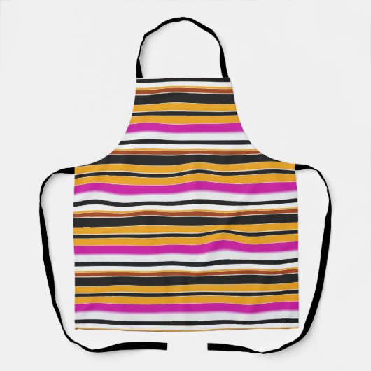 Tablier Jolies rayures noires orange (Recto)