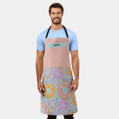 Tablier Jolis donuts et cœurs pastel bleu rose (Porté)