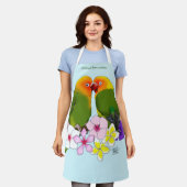 Tablier Jolis Inséparables Fleurs Tropicales Oiseau Romant (Porté)