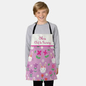 Tablier Jolis lapins avec fleurs chef en formation (Porté)