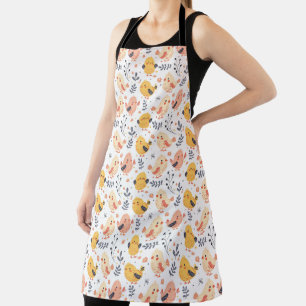 Tablier Jolis poussins de printemps et motif floral