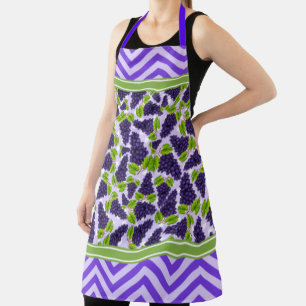 Tablier Jolis raisins pois et chevron violet