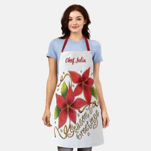 Tablier Jolis vœux de Noël avec poinsettias