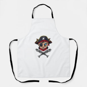 Tablier Jolly roger Pirate de chat Drapeau crâne et os cro
