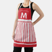 Tablier Jote Rouge & Blanc Bande De Bonbons Nom Monogramme (Insitu)