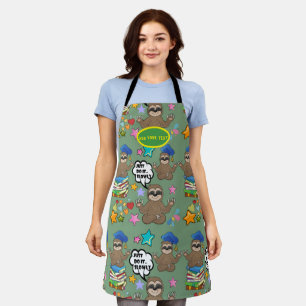 Tablier Jote Sloth Green Motif Drôle Juste Faites-Le Citer