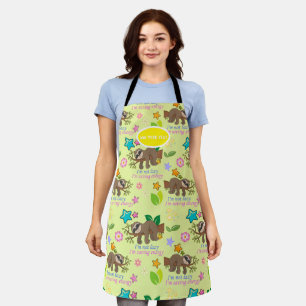 Tablier Jote Sloth Jaune Motif Funny Lazy Citation Florale