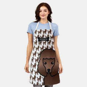 Tablier Jouet Brown Poodle mignonette Cartoon Chien & Nom