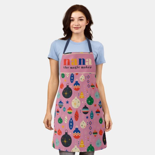 Tablier Jouets Arbre Rétro Ornements Nana Noël Cuisine (Porté)
