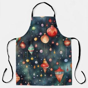 Tablier Jouets de fêtes, décoration de Noël art aquarelle