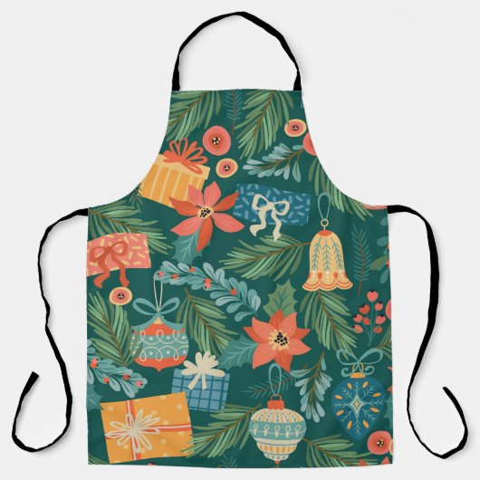 Tablier Jouets de Noël, Motif rétro branché. (Recto)