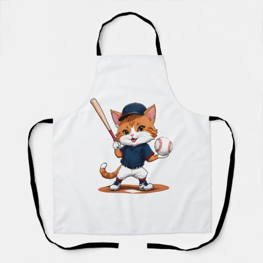 Tablier Joueur de baseball chat (Recto)