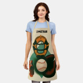 Tablier Joueur de baseball vintage, Catcher avec Mitt (Porté)