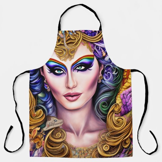 Tablier Joueuse et colorée Rainbow Drag Queen (Recto)