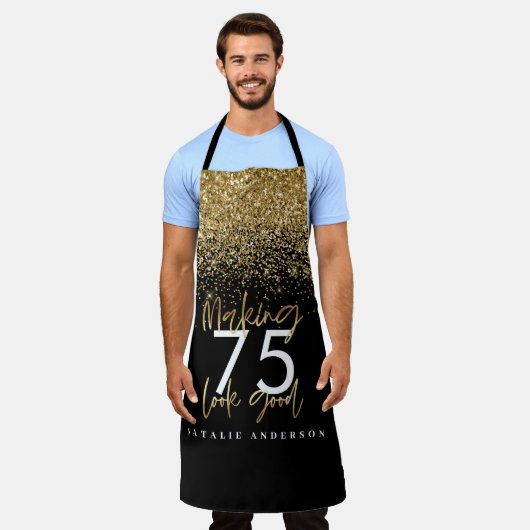 Tablier Jour d'âge modifiable en or noir moderne (Porté)