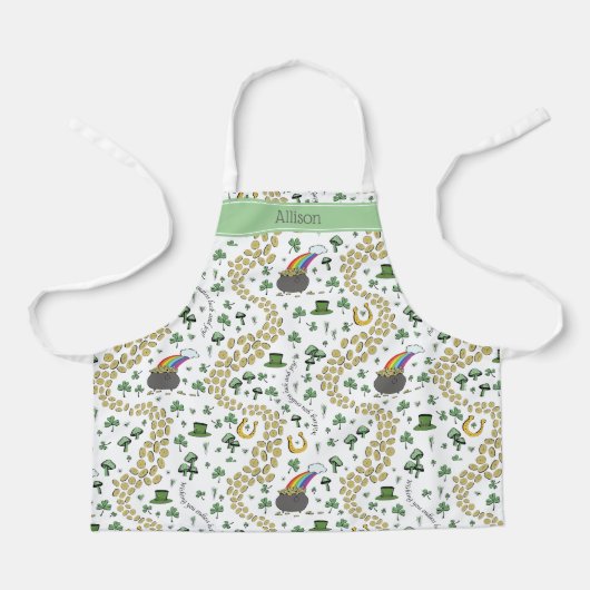 Tablier Jour de la Saint Patrick Lucky Green Shamrocks Rai (Recto)