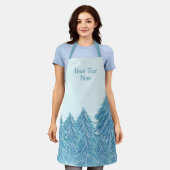 Tablier Jour de Noël de l'arbre d'hiver bleu (Porté)