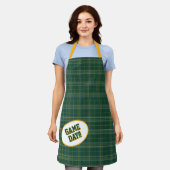 Tablier Jour du jeu Motif Ours Vert & Or Plaid (Porté)