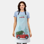 Tablier Jour mignon Script Aquarelle Russe Camion Rouge (Porté)