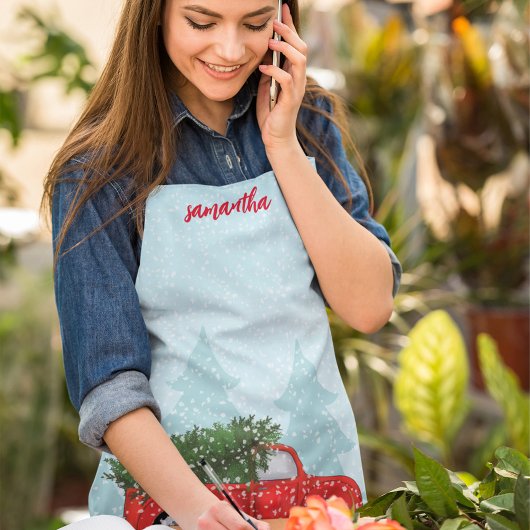 Tablier Jour mignon Script Aquarelle Russe Camion Rouge