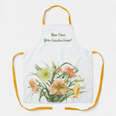 Tablier Jours Orange et Jaune Impression botanique florale (Recto)