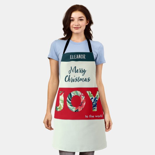 Tablier Joy To The World Bright Festive Noël Cuisine (Porté)