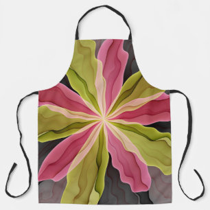 Tablier Joy, Vert rose Anthracite Imaginaire Fleur Fractal
