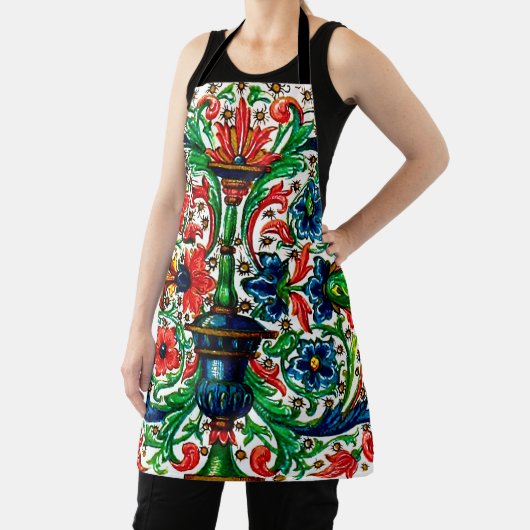 Tablier Joyaux Tons Médiéval Fleurs Manuscrits Scrolls (Insitu)