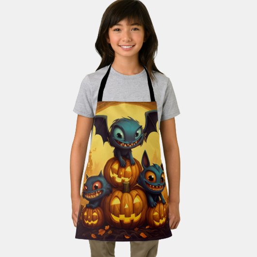 Tablier Joyeuse chauve-souris monstre Halloween dans la gr (Insitu)