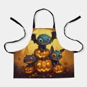 Tablier Joyeuse chauve-souris monstre Halloween dans la gr (Recto)