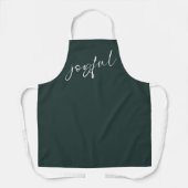 Tablier Joyeuse élégante calligraphie blanche foncé vert (Recto)