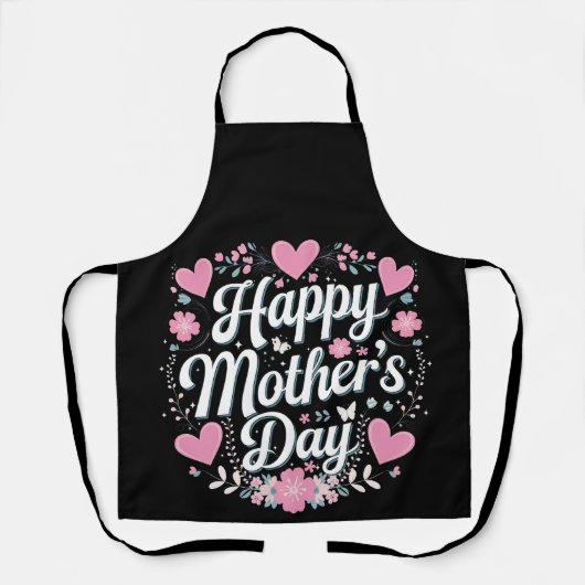 Tablier Joyeuse fête des Mères Maman Mémé Floral Mignon (Recto)