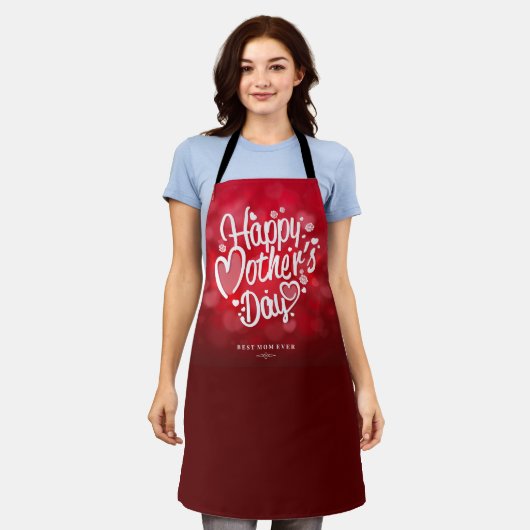 Tablier Joyeuse fête des Mères Typographie-23534 (Porté)