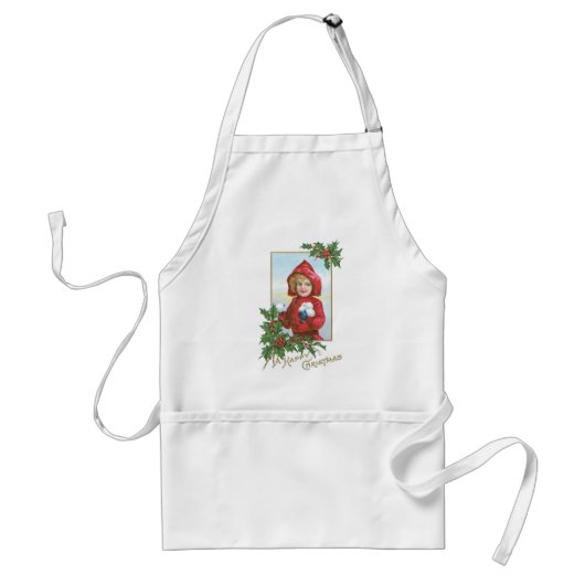 Tablier Joyeuse Fille de Noël avec Boules de Neige (Devant)
