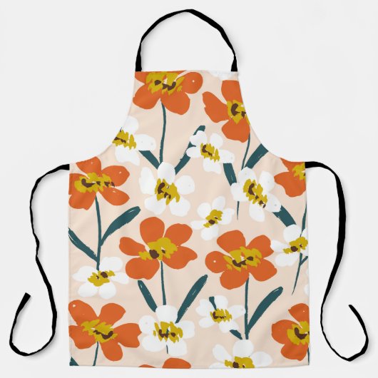 Tablier Joyeuse fleur sèche peinte fleurit sans couture mo (Recto)