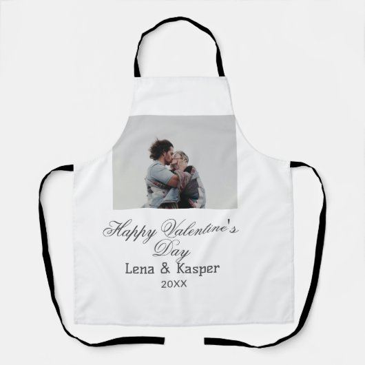 Tablier Joyeuse photo de couple Saint-Valentin moderne sim (Recto)