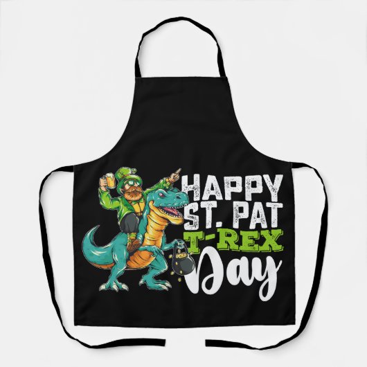 Tablier Joyeuse Saint-Patrick Pat T Rex Dinosaure (Recto)
