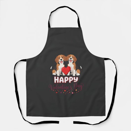 Tablier Joyeuse Saint-Valentin Couple de Beagles (Recto)