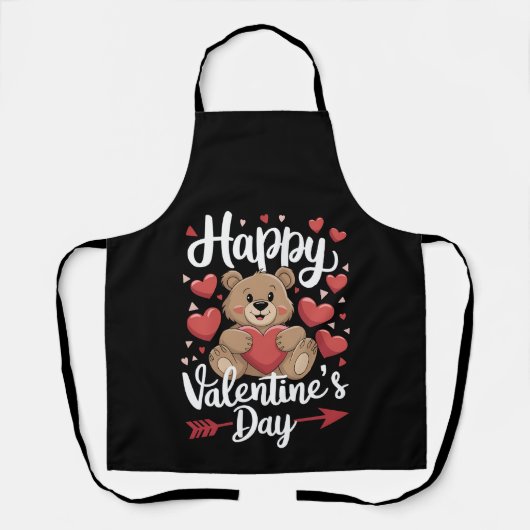Tablier Joyeuse Saint-Valentin Ours Cœur Jolis Couple (Recto)