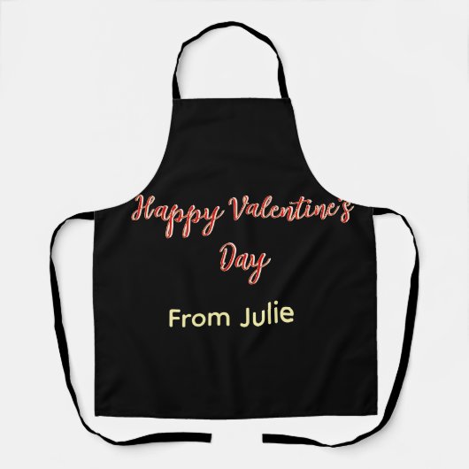 Tablier Joyeuse Saint-Valentin rouge noir de nom stylé (Recto)